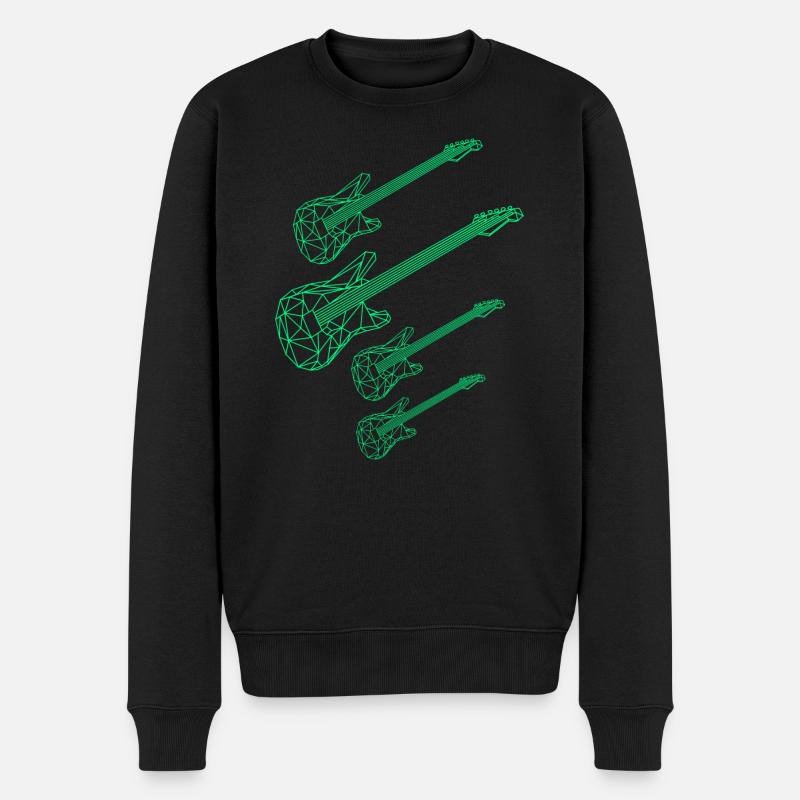 guitare polygone ligne vert clair quatre - Pull Premium bio Homme - noir