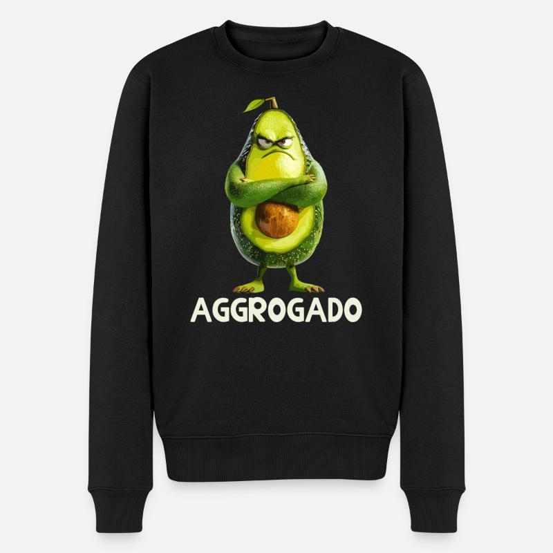 Avocado Aggrocado Vegan Essen Vegitarier - Männer Premium Bio Pullover - Schwarz