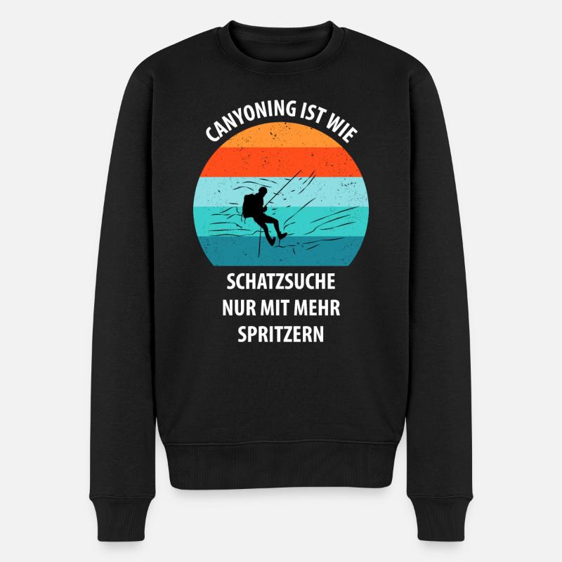 Canyoning Bergsteigen Klettern Wandern Berge - Männer Premium Bio Pullover - Schwarz