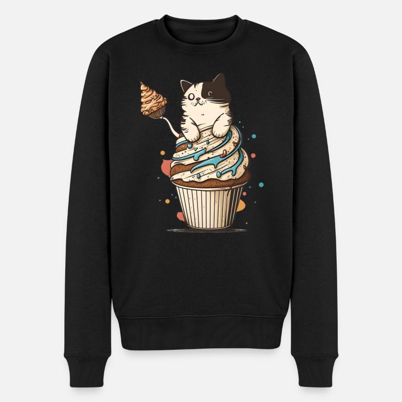 Cupcake Katze - Männer Premium Bio Pullover - Schwarz