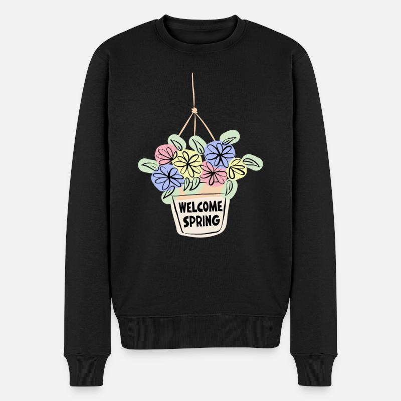 Welcome Spring - Männer Premium Bio Pullover - Schwarz