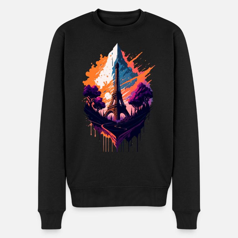 Abstrakter Turm von Paris - Männer Premium Bio Pullover - Schwarz