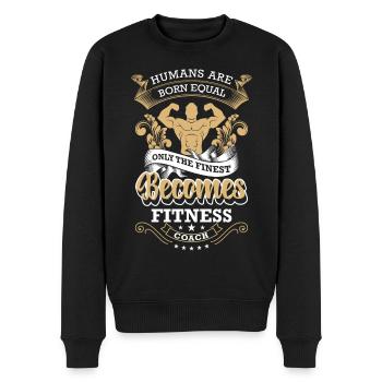 Fitnesstrainer Bankdrücken Training - Männer Premium Bio Pullover - Schwarz - Vorne - Nico (187cm)
