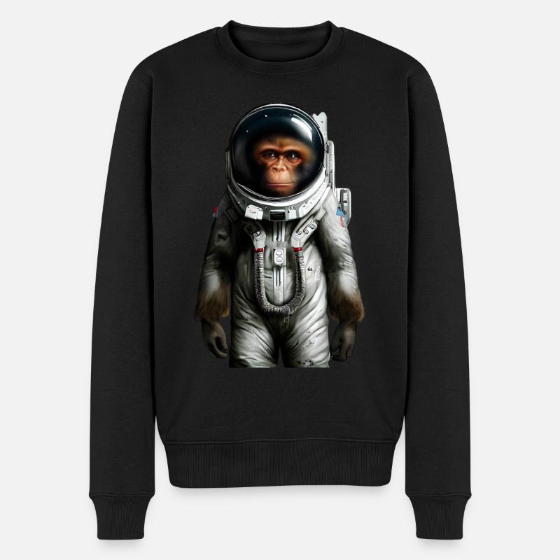 Weltraum Astronaut Affe - Männer Premium Bio Pullover - Schwarz