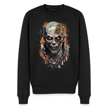 Zombie Halloween gruselig Untoter - Männer Premium Bio Pullover - Schwarz - Vorne - Nico (187cm)