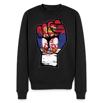 Poing du drapeau de la Serbie utilisé - Pull Premium bio Homme - noir - Devant - Nico (187cm)