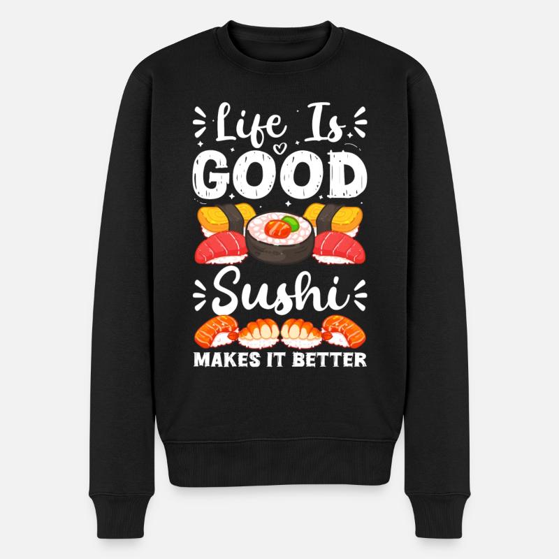 Riz à sushi délicieux - Pull Premium bio Homme - noir