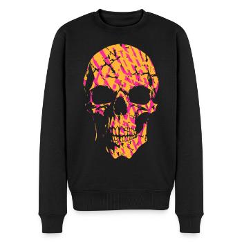 Totenkopf - buntes Muster - Männer Premium Bio Pullover - Schwarz - Vorne - Nico (187cm)