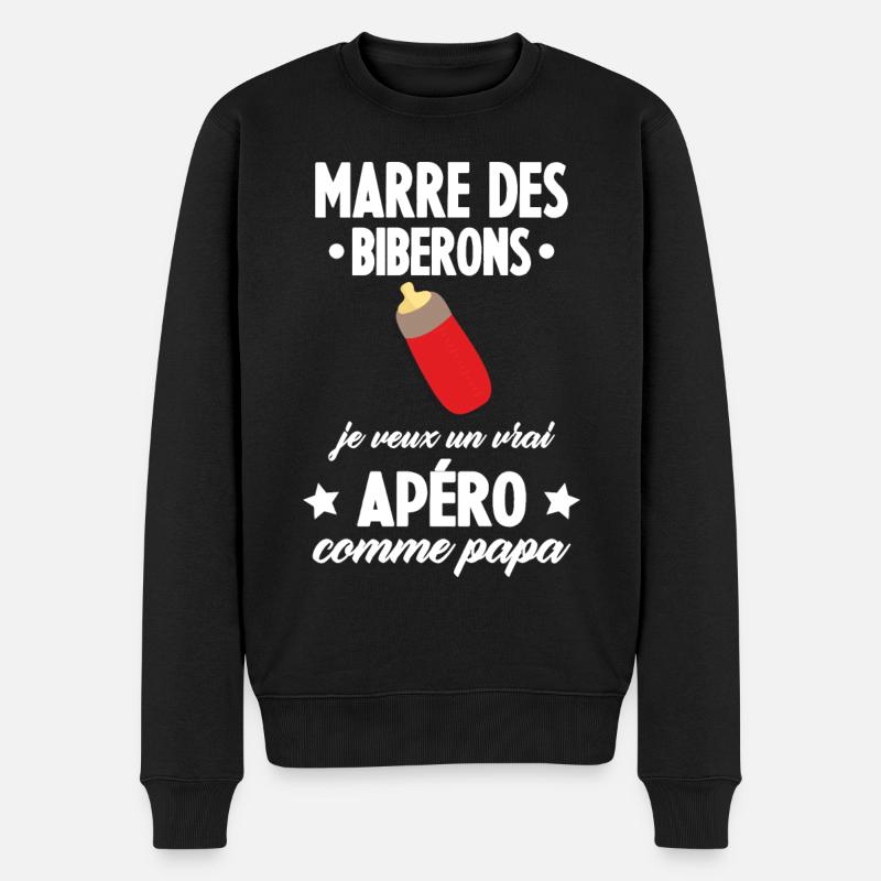 Marre des biberons, cadeau naissance, grossesse - Pull Premium bio Homme - noir
