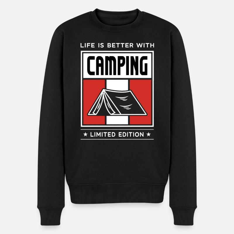 Camping - Männer Premium Bio Pullover - Schwarz