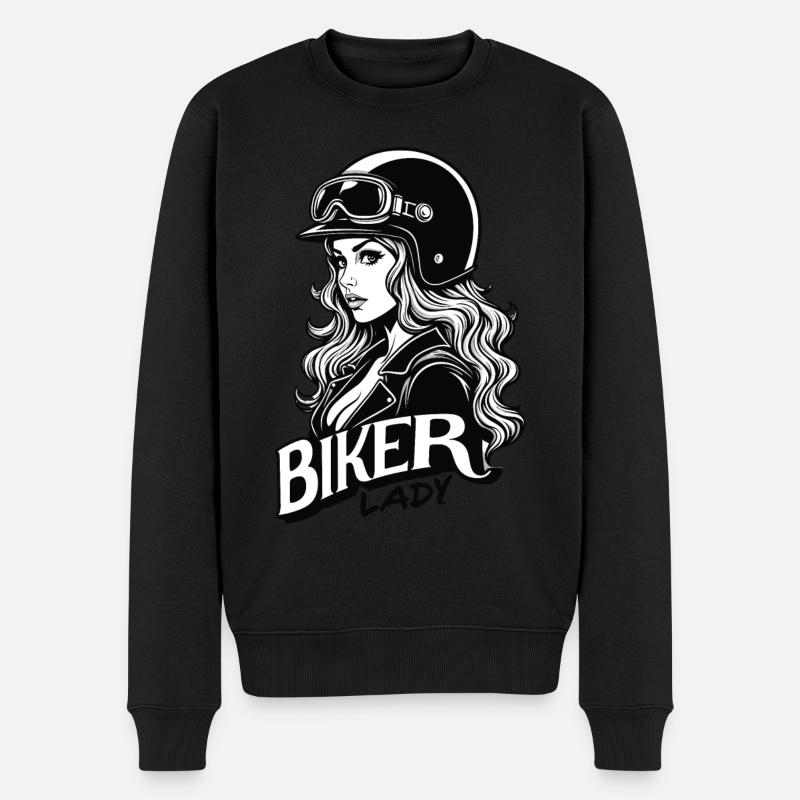 Motorradfahrerin Motorrad Frau - Männer Premium Bio Pullover - Schwarz
