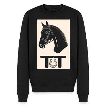 Equestrian Tournament Trotrel with Horseshoe - Men's Premium Organic Jumper - black - Front - Nico (187cm)