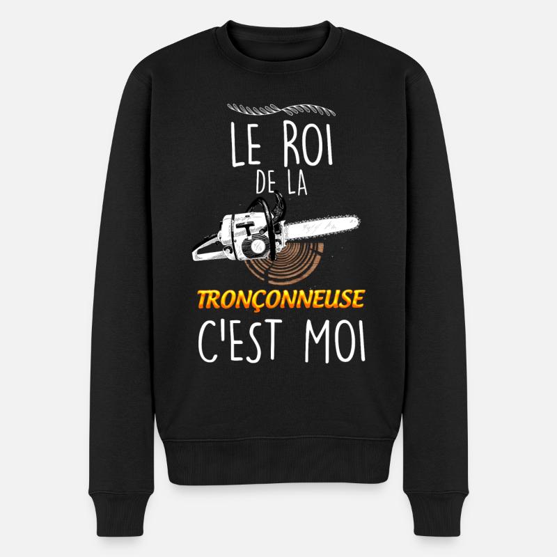 Tronçonneuse cadeau humour fôret - Pull Premium bio Homme - noir