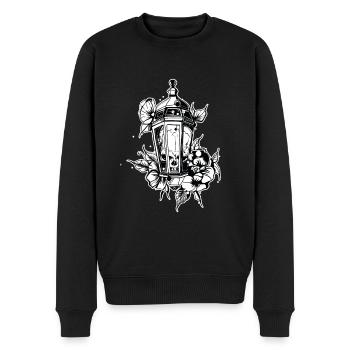 Laterne // Skull // Illustration - Männer Premium Bio Pullover - Schwarz - Vorne - Nico (187cm)