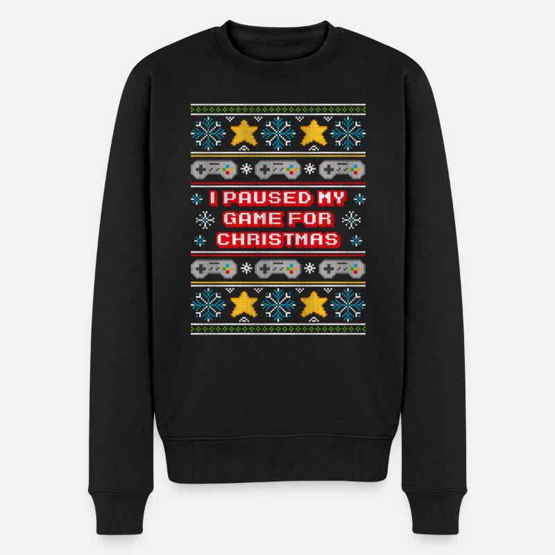 Ugly Christmas Sweater (Game Pause) - Männer Premium Bio Pullover - Schwarz