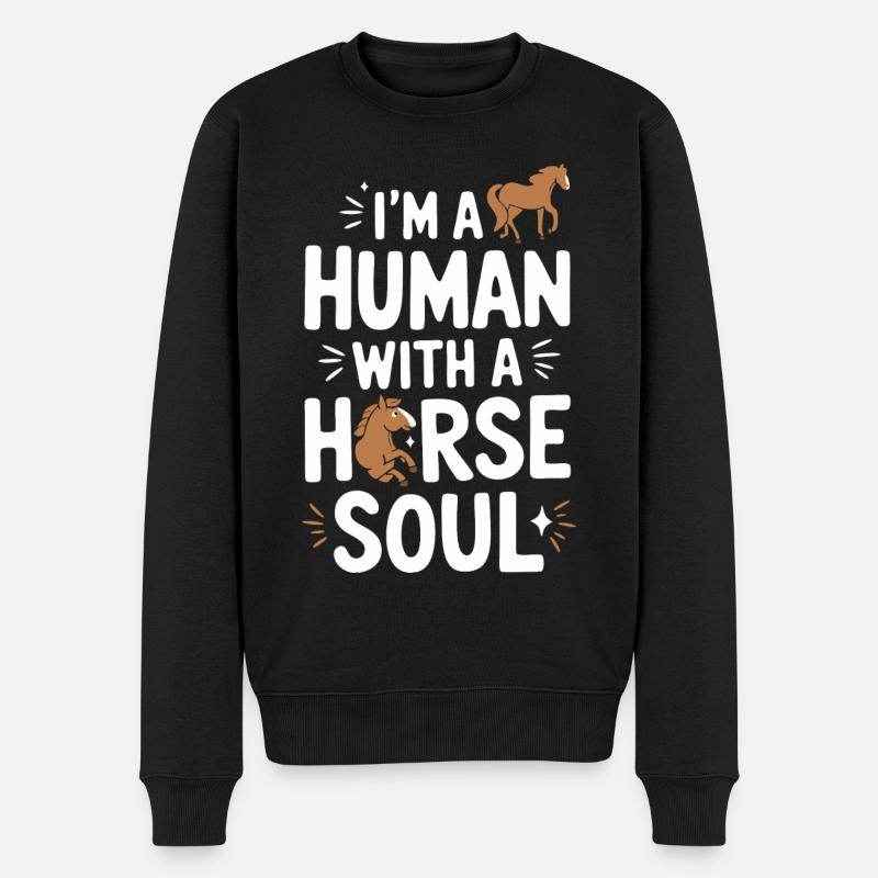 Pferd Pferde Reiten Pferdereiten Sprungreiten - Männer Premium Bio Pullover - Schwarz
