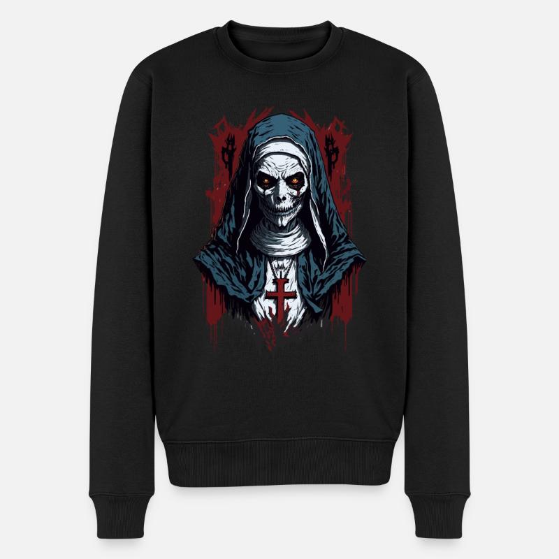 Nonne Horror Halloween gruselig - Männer Premium Bio Pullover - Schwarz
