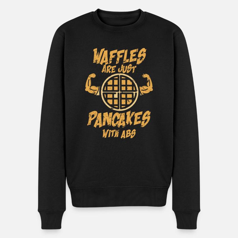 Waffeln Bauchmuskeln Pancakes Sixpack Geschenk - Männer Premium Bio Pullover - Schwarz