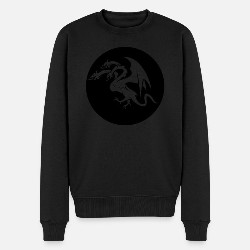 dragon 3 head - Männer Premium Bio Pullover - Schwarz