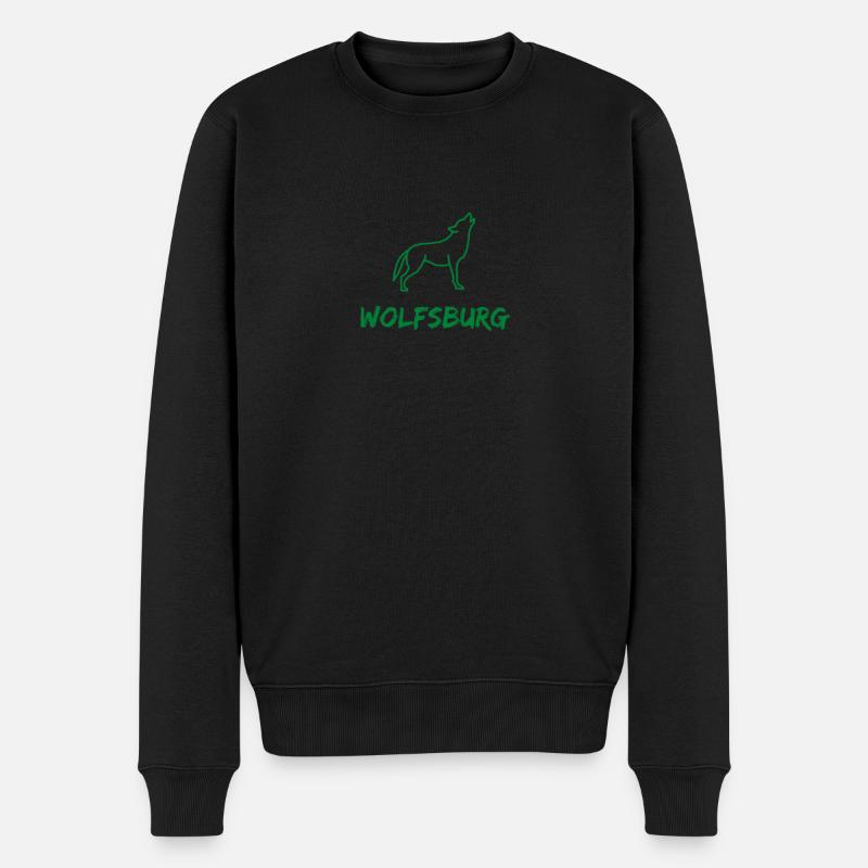 Wolfsburg Wolf - Männer Premium Bio Pullover - Schwarz