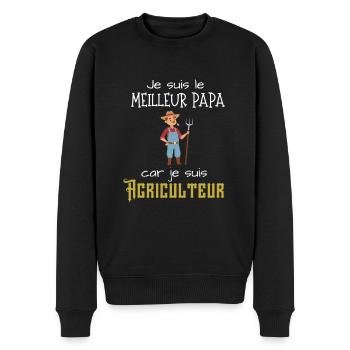Meilleur Papa car Agriculteur - Pull Premium bio Homme - noir - Devant - Nico (187cm)