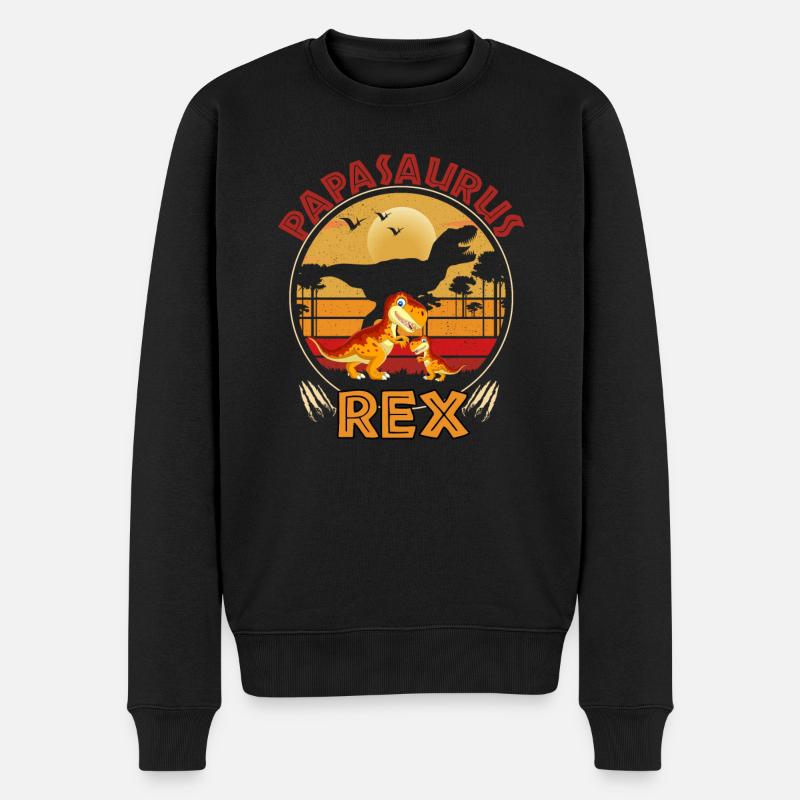 Papasaurus Rex - Männer Premium Bio Pullover - Schwarz