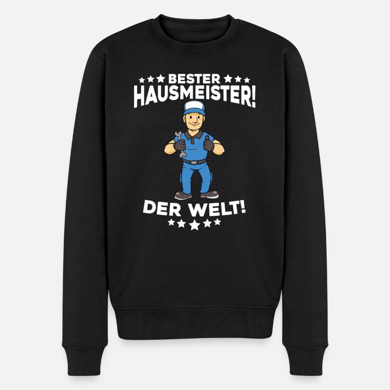 Bester Hausmeister der Welt Lustiger Spruch - Männer Premium Bio Pullover - Schwarz