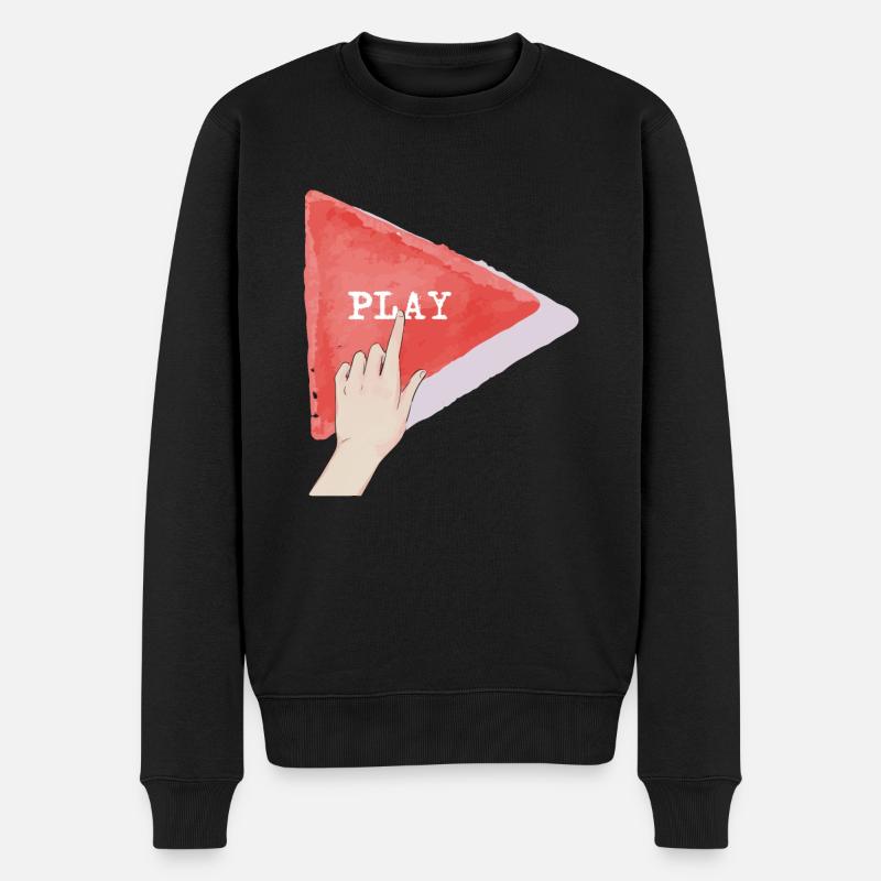Play Button - Männer Premium Bio Pullover - Schwarz