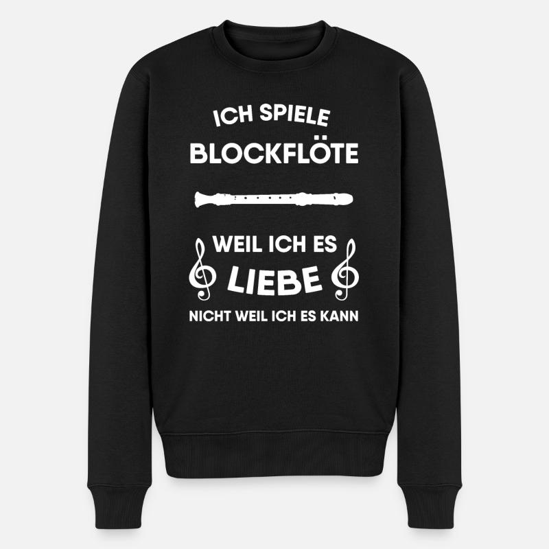 Blockflöte - Männer Premium Bio Pullover - Schwarz