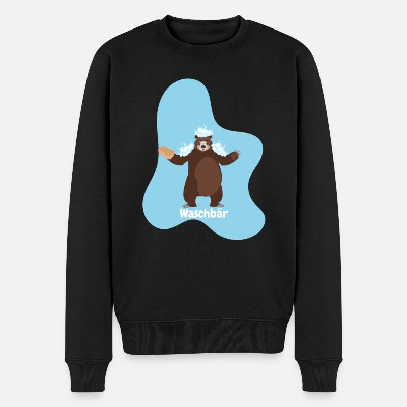 Waschbär - Männer Premium Bio Pullover - Schwarz