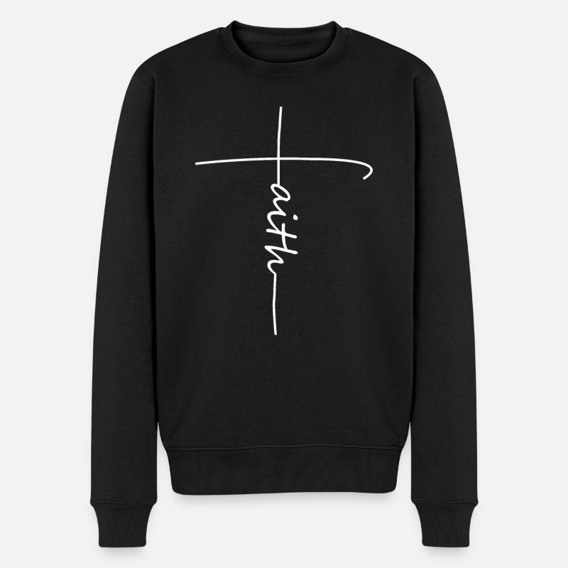 Faith - Glaube - Jesus - Liebe - christlich - Männer Premium Bio Pullover - Schwarz