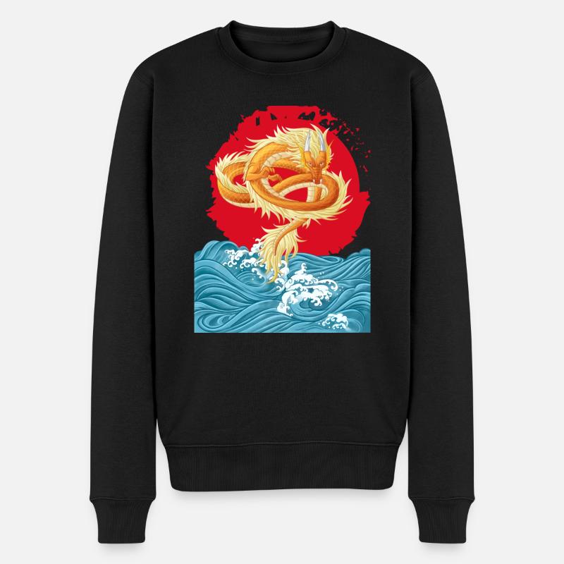 Dragon_Out-Of-Water - Männer Premium Bio Pullover - Schwarz