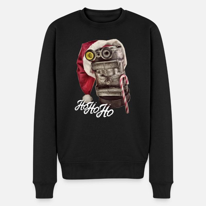 HoHoHo Autoteile mit Weihnachtsmütze - Männer Premium Bio Pullover - Schwarz