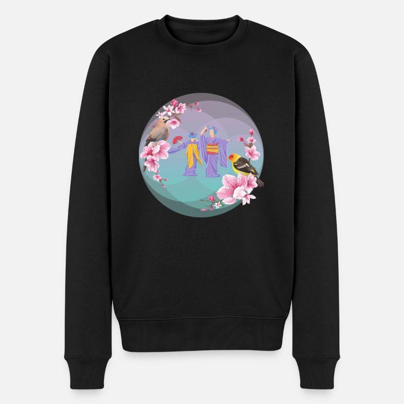 Geisha_Harmony - Männer Premium Bio Pullover - Schwarz