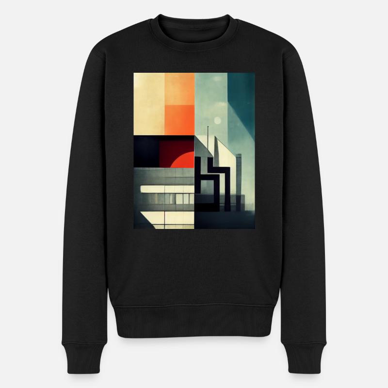 Von Architektur inspiriertes Muster im Bauhausstil - Männer Premium Bio Pullover - Schwarz