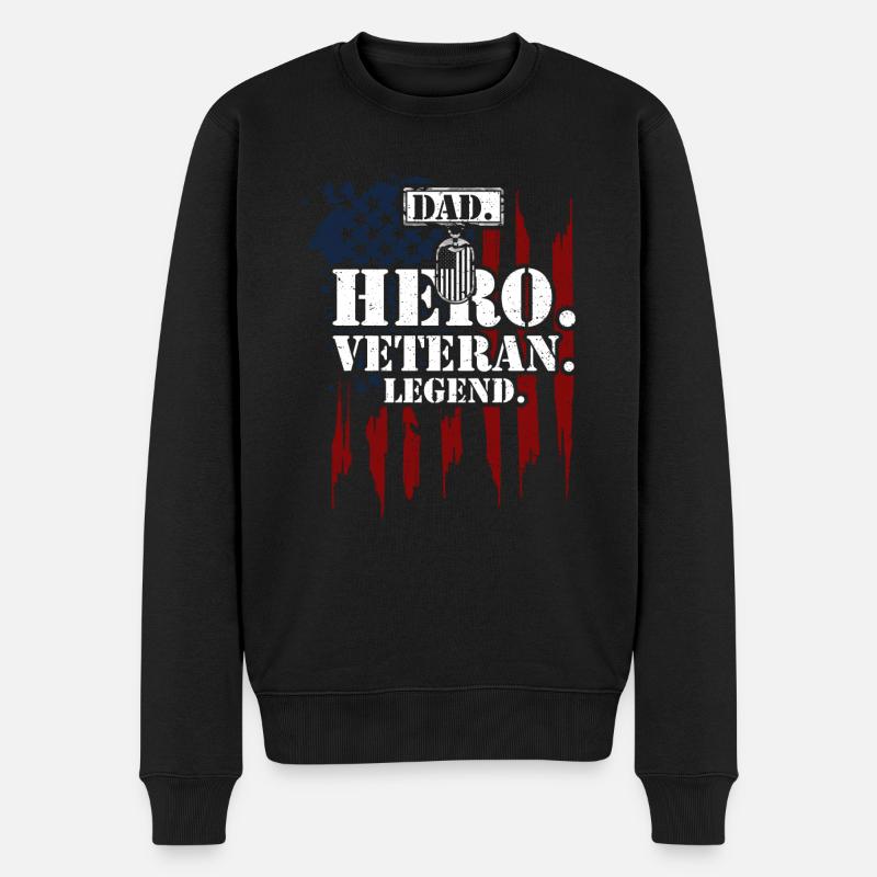 Papa. Héros. Vétéran. Pose. - Pull Premium bio Homme - noir