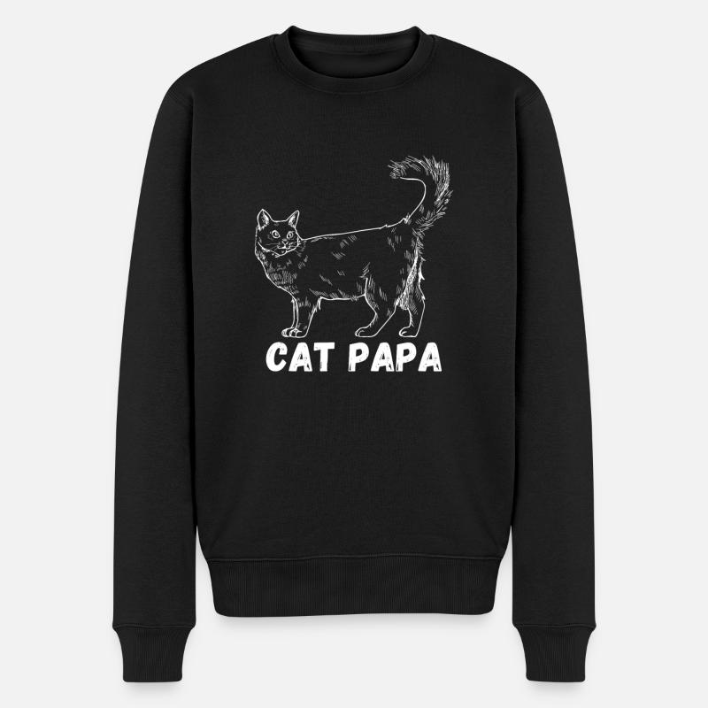 Katzen-Papa - Männer Premium Bio Pullover - Schwarz