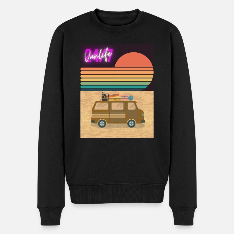 Van at the Beach - Männer Premium Bio Pullover - Schwarz