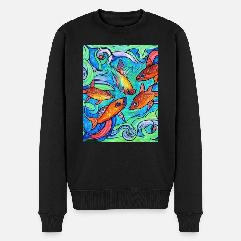 Fische - Männer Premium Bio Pullover - Schwarz