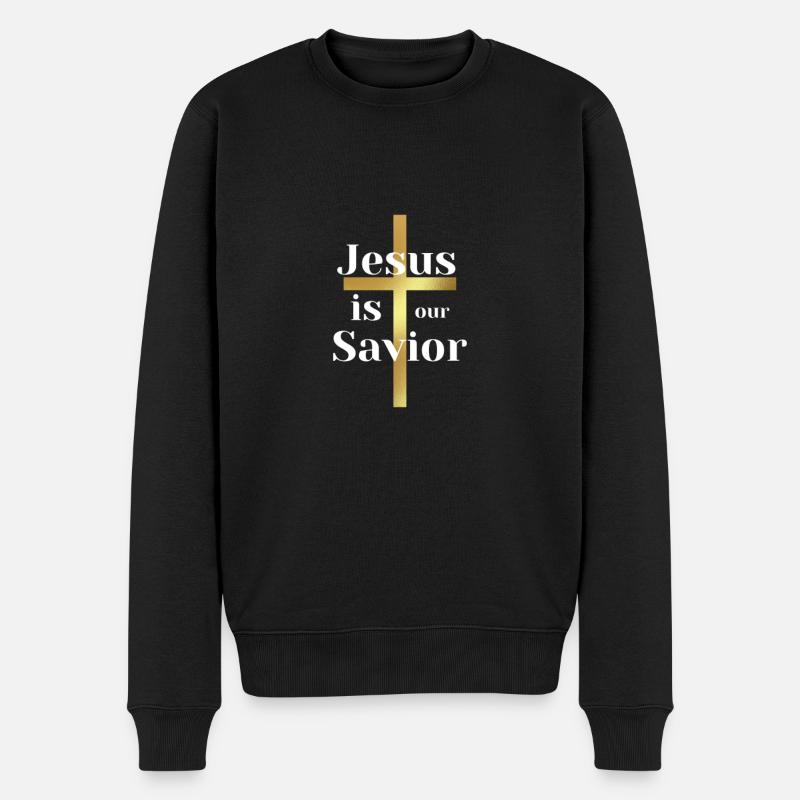 Jesus ist unser Retter - Männer Premium Bio Pullover - Schwarz