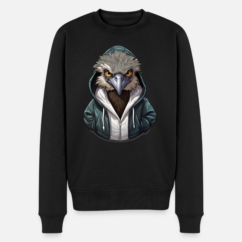 Cooler Emu in Freizeitkleidung - Männer Premium Bio Pullover - Schwarz