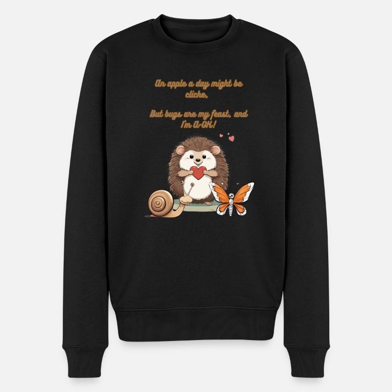 An apple a day might be cliche But bugs are..... - Männer Premium Bio Pullover - Schwarz
