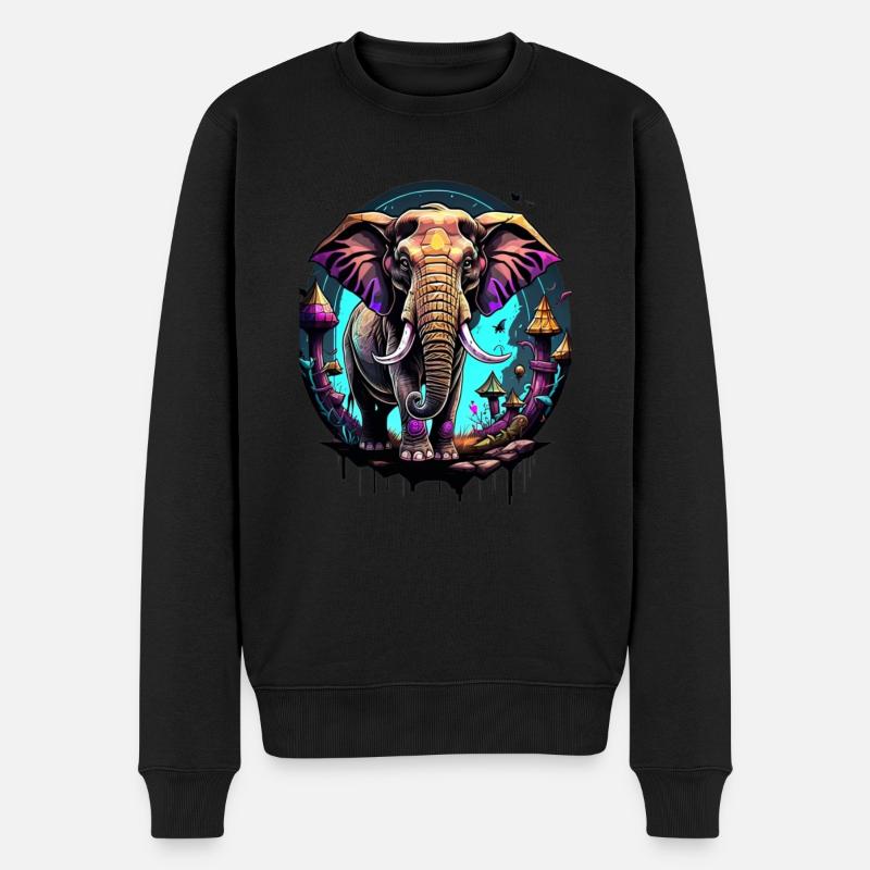 Graffiti Elefant - Männer Premium Bio Pullover - Schwarz