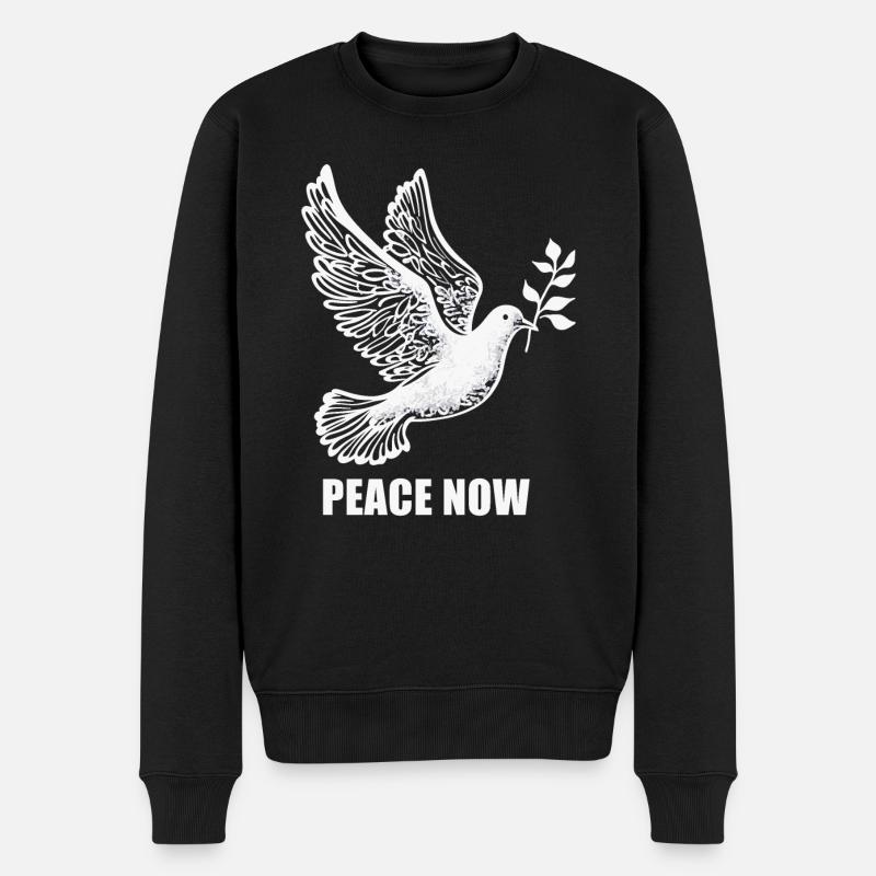 Frieden Jetzt - Peace Now - Friedenstaube - Männer Premium Bio Pullover - Schwarz