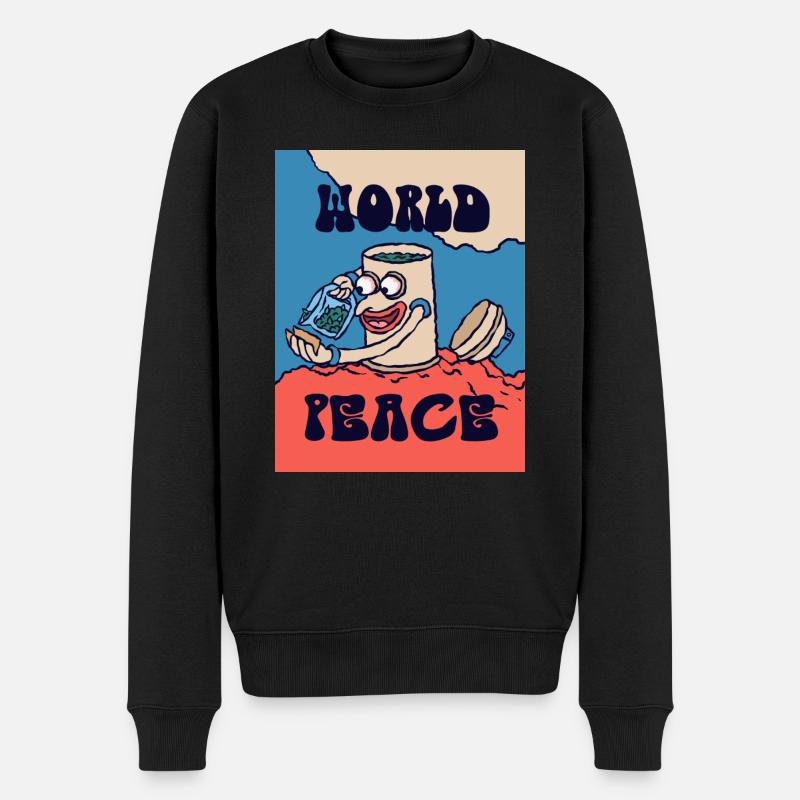 420 Weltfriedens-Morgentee - Männer Premium Bio Pullover - Schwarz