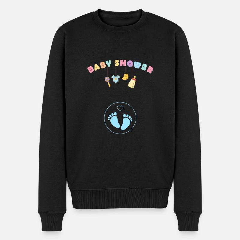 Babyshower - blau - Männer Premium Bio Pullover - Schwarz