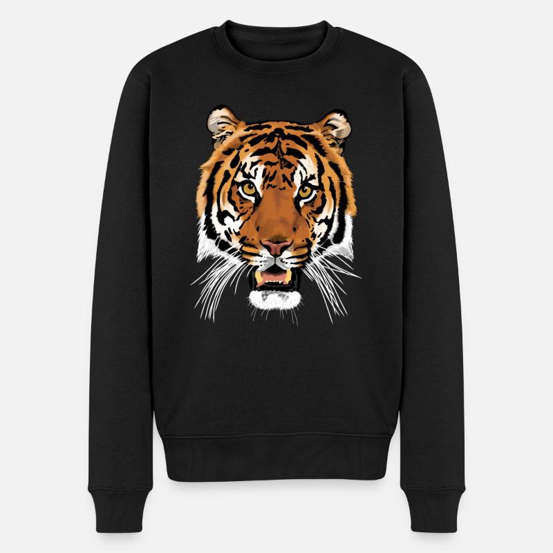 Tiger - Männer Premium Bio Pullover - Schwarz