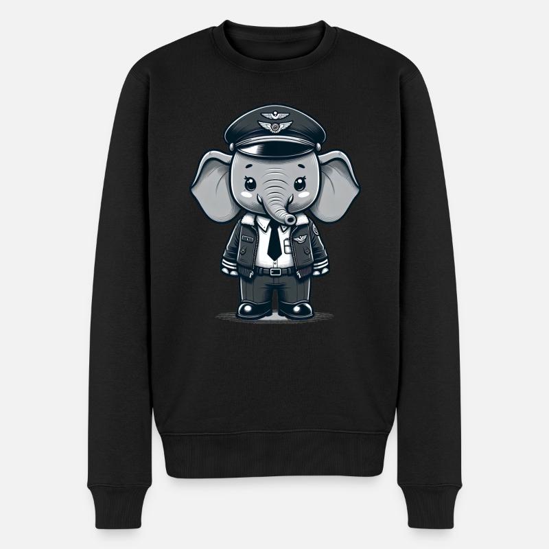 Cute Elephant Pilot - Männer Premium Bio Pullover - Schwarz