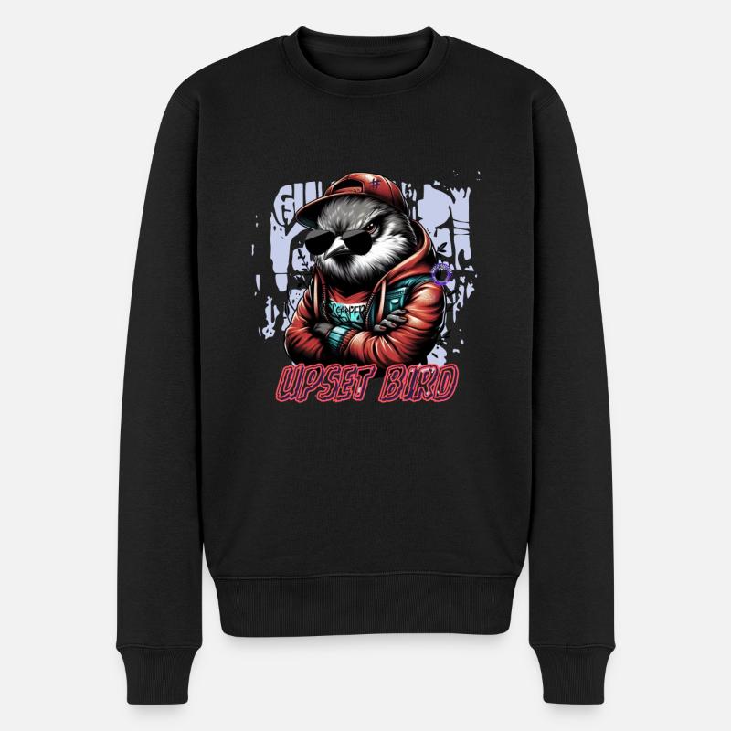 VERÄRGERTER VOGEL - Männer Premium Bio Pullover - Schwarz