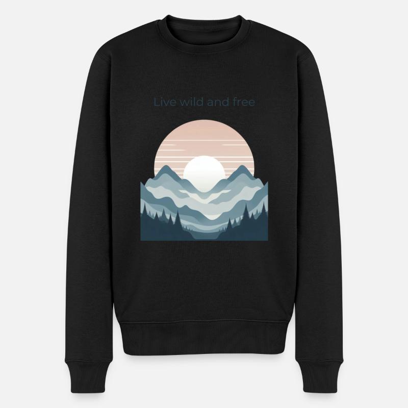 Berge - Männer Premium Bio Pullover - Schwarz